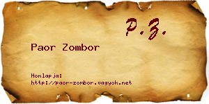 Paor Zombor névjegykártya